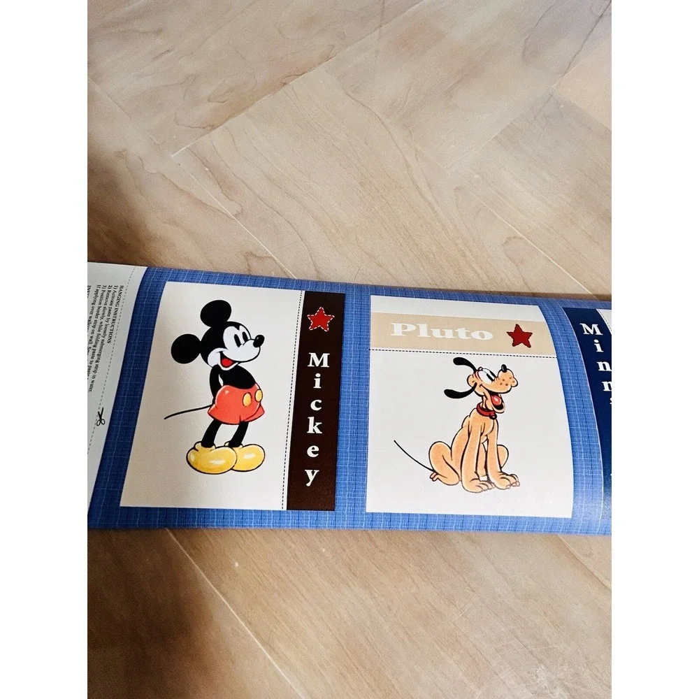 2 Disney MICKEY OLD GANG Prepasted Wall Paper Boarder Mickey Minnie Donald